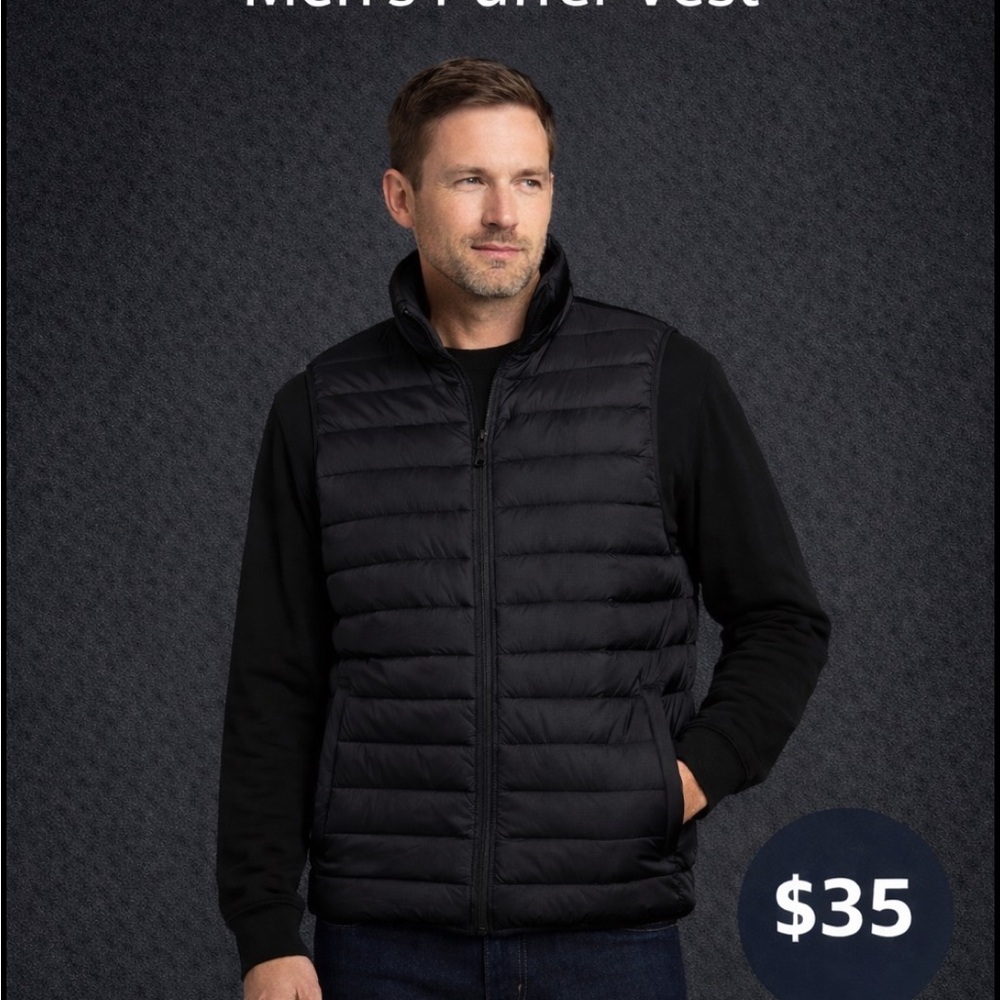 Izod Men's Black Quilted Puffer Vest